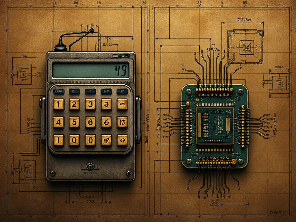 A detailed technical drawing of an early mechanical calculat