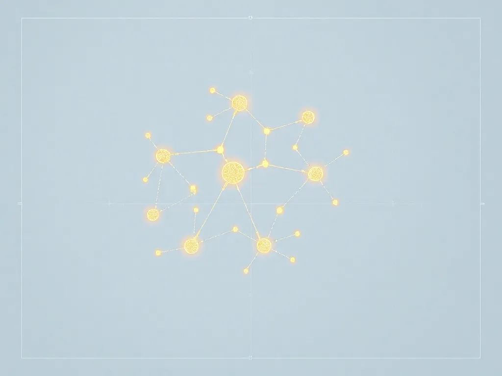 A minimalist blueprint diagram of a neural network with glow